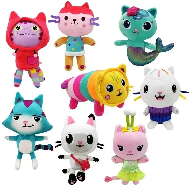 Gabby Dollhouse Mercat Plushie - 8 Styles Soft Cotton Mermaid Cat Cartoon Stuffed Animal, ~1-5cm, Unisex Kids Birthday/Christmas Gift, C