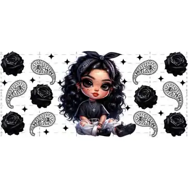 Black Bandana Cutie - UVDTF Wrap  for cups/hard surfaces sticker