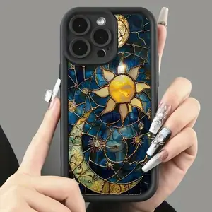 Creative Sun & Moon Pattern Phone Case, TPU Decorative Phone Protector Cover, Phone Accessories Compatible with iPhone 11 12 13 14 15 16 17 Series