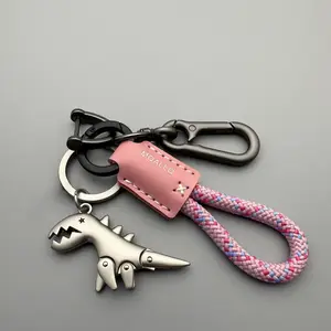 Men's Leather Woven Rope Metal Keychain - Fashion Accessory, Car Stuff, Purse Decor, Boyfriend Birthday Gifts, Unique Mini Men's Gifts for Summer/Vacation/Beach Outfits
