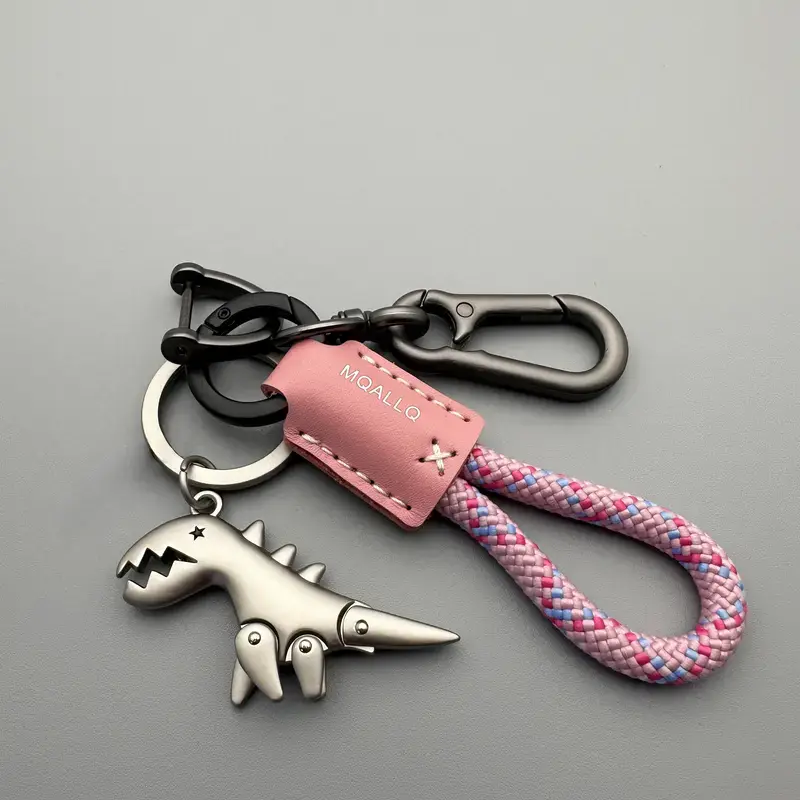 Men's Leather Woven Rope Metal Keychain - Fashion Accessory, Car Stuff, Purse Decor, Boyfriend Birthday Gifts, Unique Mini Men's Gifts for Summer/Vacation/Beach Outfits