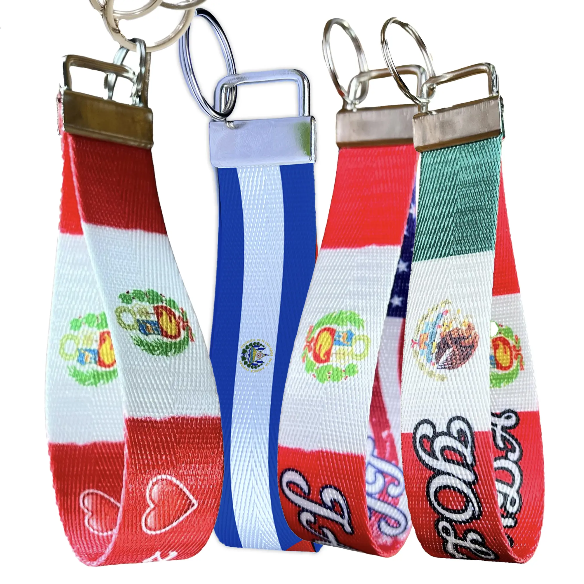 Peru Flag Keychain Collection - Personalized Name Nylon Key Fob - Custom Peruvian Durable Wristlet Keychain