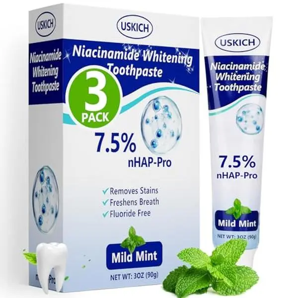 7.5% Nano-Hydroxyapatite Toothpaste,3 Pack Fresh Breath Whitening Toothpaste,Natural Peppermint Fluoride Free Toothpaste for Gentle Enamel Care, Brightens Smile & Refreshes Breath