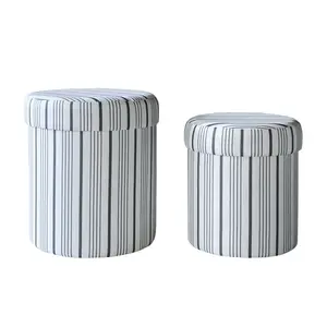 Storage Ottoman with Detachable Tray, Mid Century Large Capacity Oversized Ottomans, Multifunctional Small Center End Tables, Suitable for Modern Home Styles (Round)