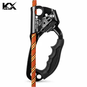 KratosXpedition Climbing Hand Ascender Rope Clamp – Heavy Duty Aluminum Alloy, Ergonomic Rubber Handle, Pro Mountaineering & Tree Arborist Rappelling Gear for 10–13mm Rope