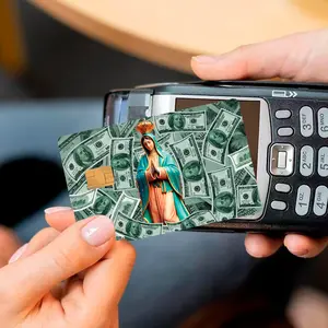 Virgen de Guadalupe Holographic Debit & Credit Card Skins - Sacred Designs - 2PC Trolley & Gym Stickers for Small Chip