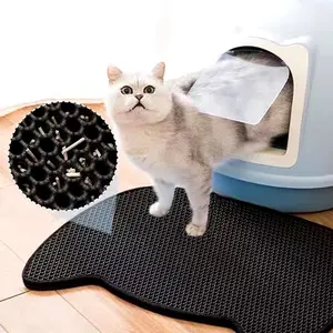 Double Filter Litter Mat for Large Cats - Waterproof Square Litter Box Foot Mat