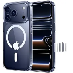 Transparent magnetic case fits iPhone 17 Pro/16 Plus /15/14/13/12/11 Pro Max/mini Air 17, supports MagSafe charging, features shock resistance, scratch resistance, Protection, transparent back cover, durable design