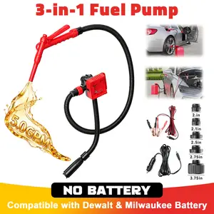 5 GPM Cordless Fuel Transfer Pump Compatible with DeWalt 20V & Milwaukee 18V Batteries,【Battery NOT Included】, Portable Gas Can Pump with 51" Hose, 5 Adapters, Gas Pump for Diesel, Gasoline