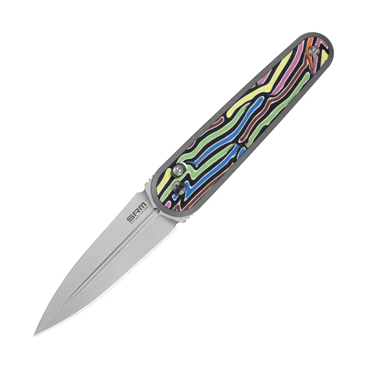 SRM Twin Folding Knife - 2.99" N690 Dagger Crossbar Lock, Rainbow G10 Handle for Secure Grip - Lightweight EDC Pocket Knife with Clip - Portable Knife for Outdoor & Everyday Carry (251MB-GX)