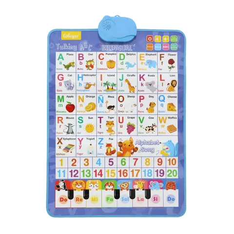 Spanish-English Bilingual 27-Letter Sound Board, Multifunction Preschool Learning Tool, Electronic Digital Education Device, Children's Early Education Alphabet Learning Chart, Learning Materials