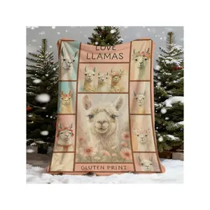 1pc Alpaca Blanket | Soft Flannel Cozy Throw With Playful Llama Designs, Pink Floral Accents, Home, Sofa, Bedroom Decor, And Birthday, All-Season Use, LlamaChristmas And Halloween Themes, Birthday Mother's Day Size 70x140cm/27. 56x55. 12 In