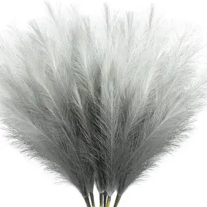 6-Pcs 35.43-inch Faux Pampas Grass Large Tall Fluffy Artificial Fake Flower for Black Bathroom Decor Boho Decor Living Room Decor for Floor Vase Filler Farmhouse Home Wedding Decorations Home Decor Accessory