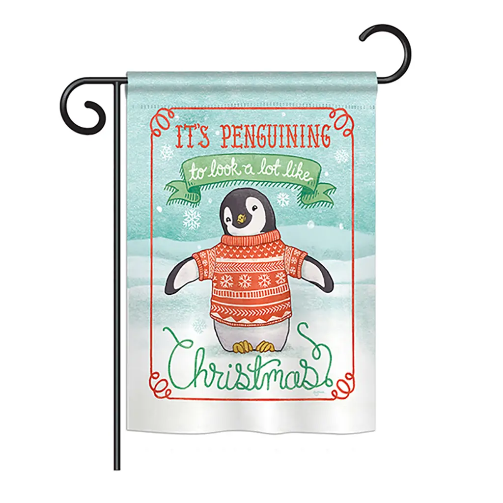 Breeze Decor BD-XM-G-114157-IP-BO-DS02-US "It's Penguining to Look Winter" Holiday Christmas Outdoor Vertical Garden Flag, 13x18.5 in, Seasonal Home Decor, Holiday Decor