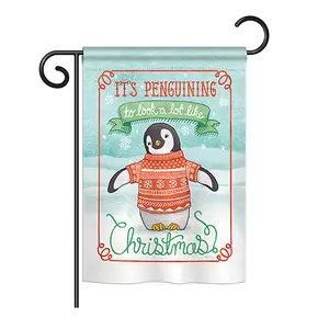 Breeze Decor BD-XM-G-114157-IP-BO-DS02-US Its Penguining to Look Winter - Seasonal Christmas Impressions Decorative Vertical Garden Flag - 13 x 18.5 in.