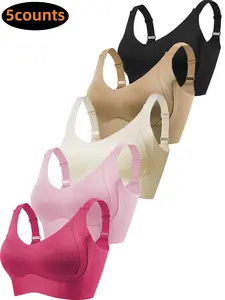 5 Pack Women's Comfortable Seamless Bra, Wire-Free Supportive Everyday Lingerie, Maximum Comfort and All-Day Underwear