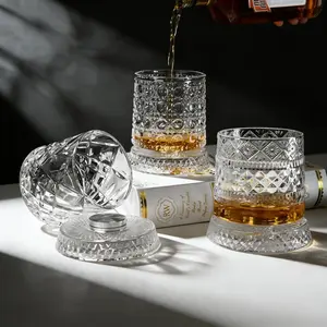 Rotating LED Whiskey Glass 8.8oz 360° Ambience Durable Stainless Steel Base Dishwasher Safe HomeBarEssentials for WhiskeyLover PartyReady
