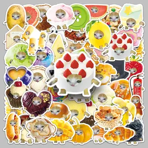 Cute Cat Pattern Sticker, 50pcs/set Funny Cartoon Cat Decorative Sticker, DIY Decals for Water Bottle, Laptop, Phone Case, Scrapbooking, Journal Making, Screen Protector