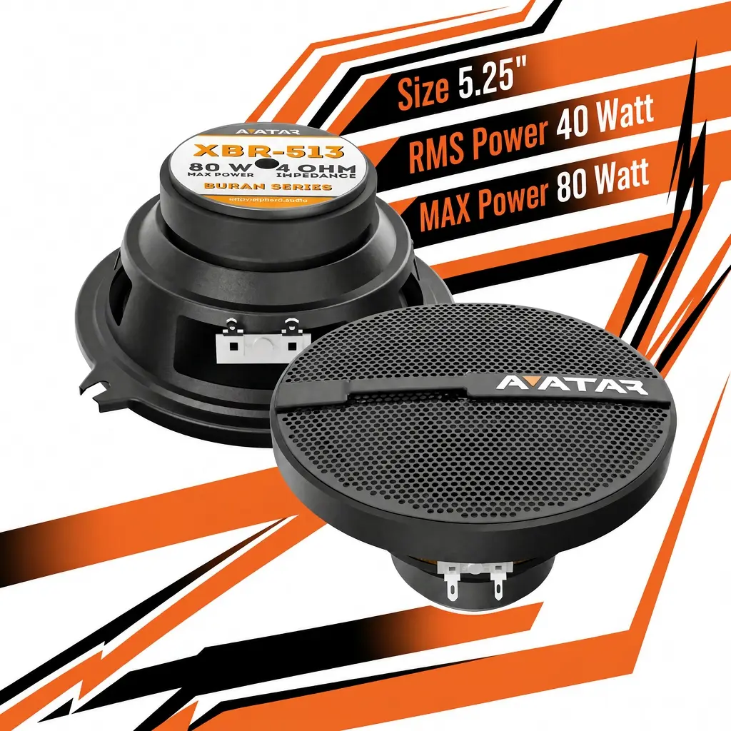 Avatar XBR-513 | 5.25” Coaxial Speakers (Pair), Steel, Watts