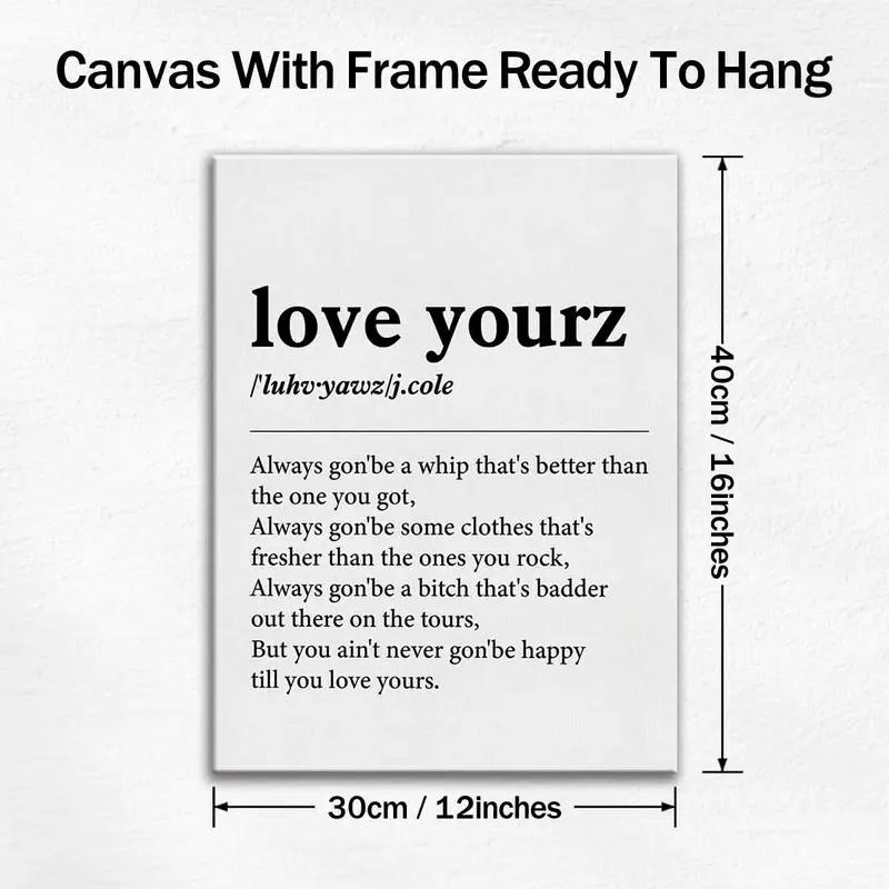 Love Yourz Theme Canvas Poster, Modern Art Design Living Room Decor, Modern Home Decoration, High-Definition Waterproof Bedroom Wall Art, Ideal Hallway Decoration