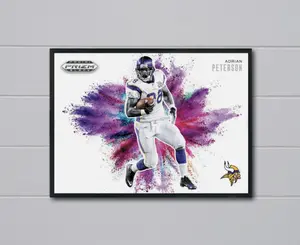 Prizm Black Adrian Peterson 2026 Color Blast 12x17 Poster Minnesota Vikings