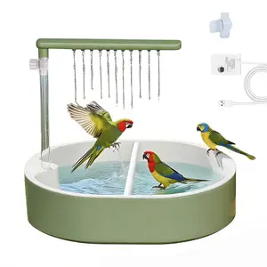 Upgraded Parrot Bath / Bird Shower Set Bird Supplies with Adjustable Water Flow Valve and USB Plug, Automatic Circulating Water Fountain, Suitable for Budgies, Cockatiels, African Munias, Macaws, and More