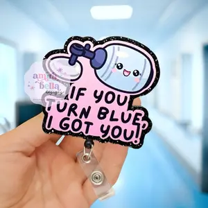 Respiratory Therapist Badge Reel - If You Turn Blue I Got You! - Pink and Black Design - Perfect for Healthcare Professionals