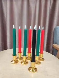 Kwanzaa LED Candle Set – 3D Flame, Remote Control & Gold Bases