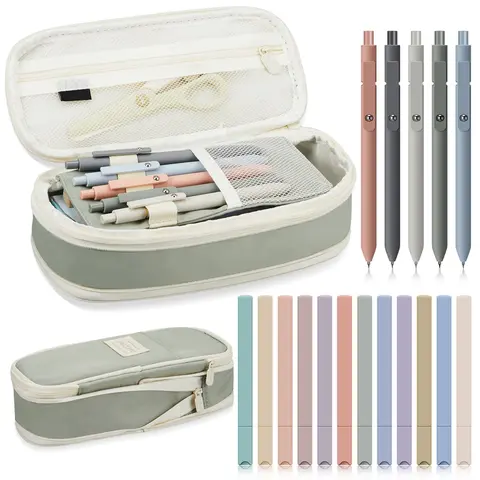 Gejoy School Supplies 18/45pcs Back to School Gift with Big Capacity Pencil Case Colorful Highlighter Quick Dry Pen Stationery Gift for Students Teacher Teenagers College, Office Supplies, Bible Study Supplies