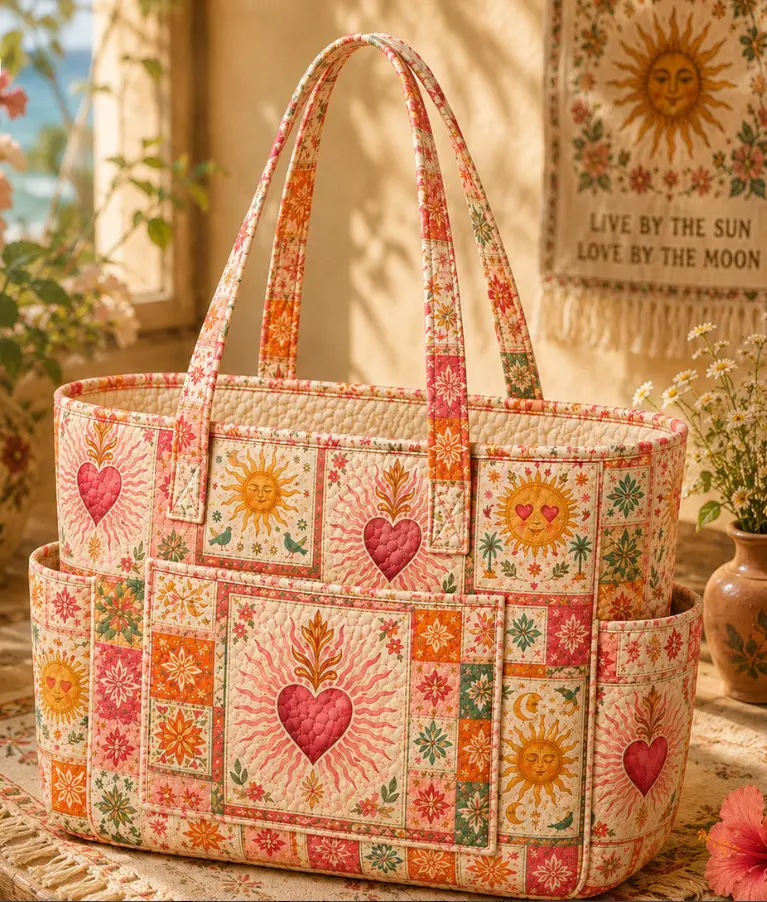 Vintage Floral Patchwork Quilted Tote Bag for Women, Large Cottagecore Shoulder Bag with Front Pocket Cottagecore Floral Quilted Tote Bag, Handmade Style Patchwork Shoulder Bag for Women, Large Capacity Everyday Carry Bag