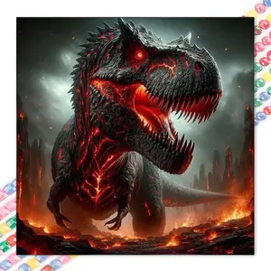 1pcs 5D DIY diamond painting set, 5D diamond art set, DIY decoration, flame dinosaur diamond painting set full round drill DIY, mosaic, diamond art, DIY art home decoration, suitable for Halloween and Christmas.