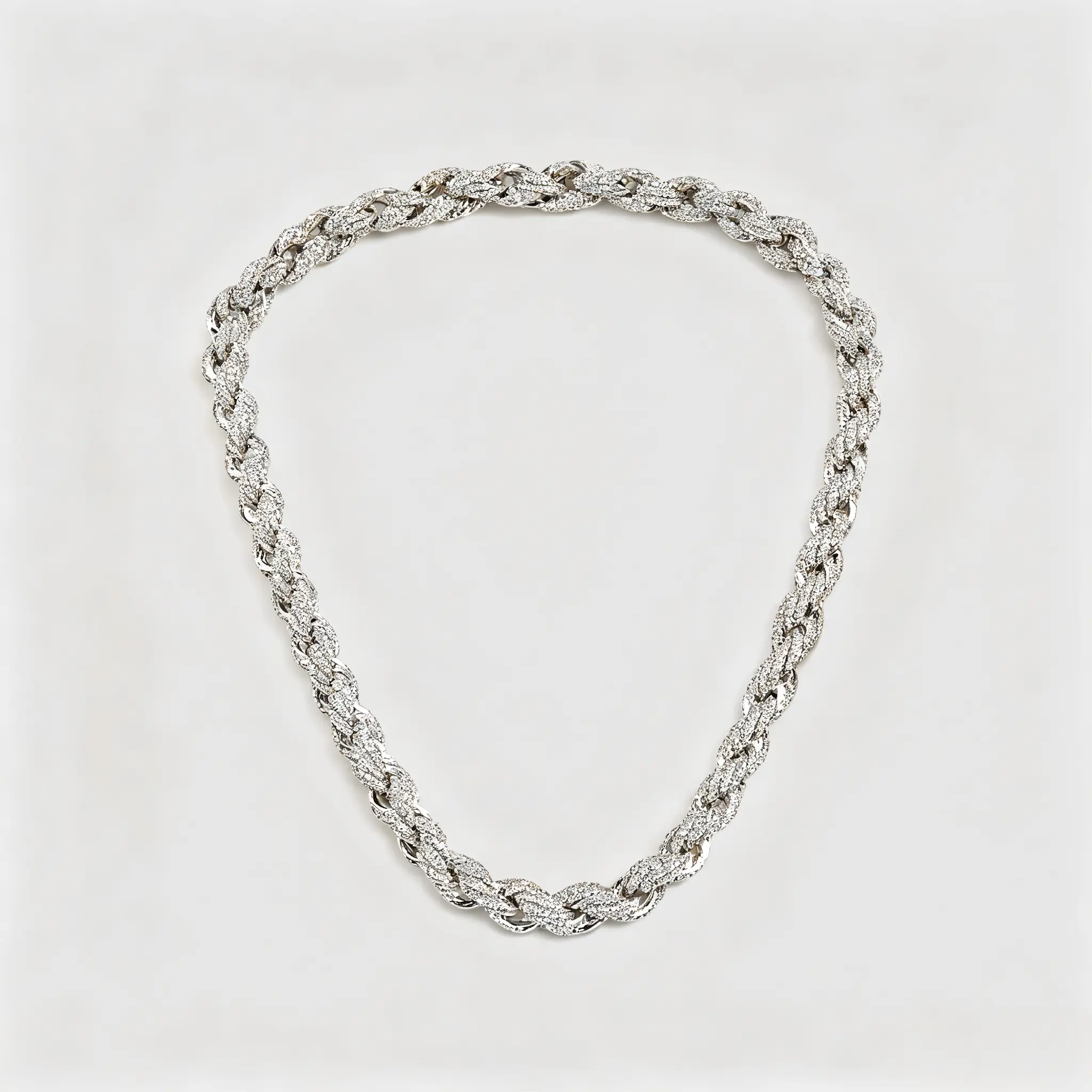 Men’s 14K Gold-Plated Fully Diamond-Inlaid Alloy Herringbone Cuban Chain, 10 mm Wide 60 cm Long Hip-Hop Trendy Necklace Fashion Accessory