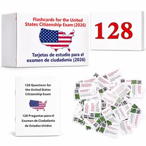 U.S Citizenship Flash Cards 2026 -English/Spanish,Naturalization Study Guide with 128 US Civics Questions & Answers, US Civics Test Flash Cards Combo Set, Set with Bilingual Booklet