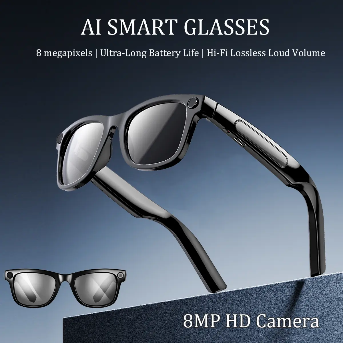 Smart AI Camera Glasses with 8MP Photochromic Lenses ,Button Touch Adjustment for Travel Outdoor Adventures Hands-Free Photography 160+Languages Real-Time Translation Bluetooth Wireless Wearable Video Recording UV Protection ,Black Friday & Cyber Monday