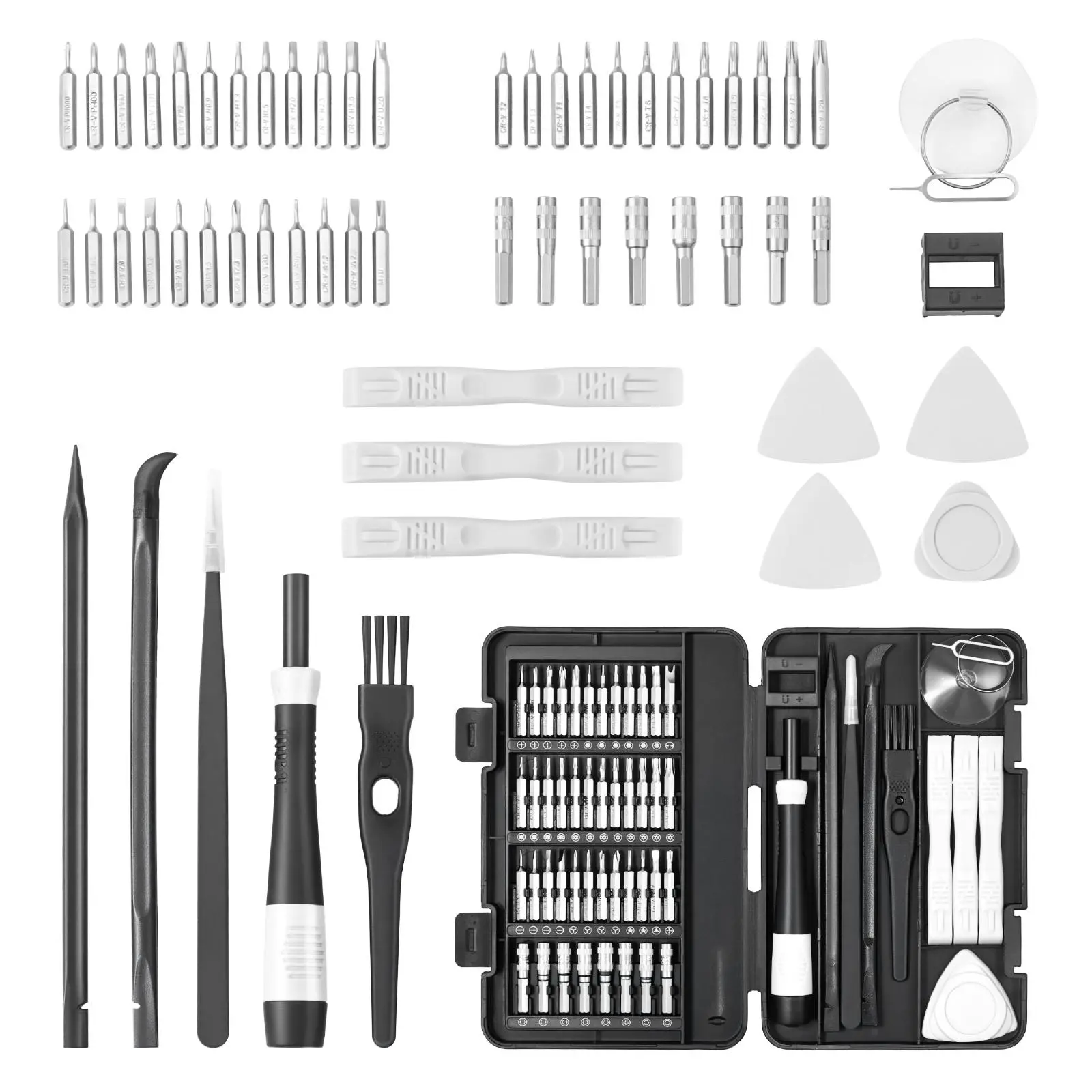 【summerfinds】VEVOR 59-Piece Multifunctional Precision Screwdriver Combo Kit, Small Mini Tool Set with Phillips, Flat Head, Torx, Pentalobe Bits & Tweezer, for iPhone, MacBook Repair & Cleaning, Multifunctional Screwdriver