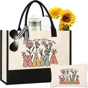 Mother Day Gifts from Daughter Son, Mom Birthday Gifts, Christmas Gifts for Mom, Canvas Tote Bag Makeup Bag for Mother Personalized Gifts