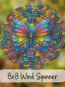 Vibrant 8x8 Butterfly Wind Spinner – Garden Decor – Mandala Style