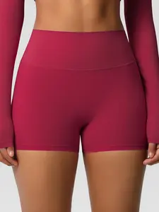 Women's Solid Color High Waist  Sports Shorts, High Stretch Comfortable Breathable Tummy Control Butt Lifting Yoga Shorts, Ladies Sportswear for Indoor Outdoor Wear, Soft Stretch Shorts