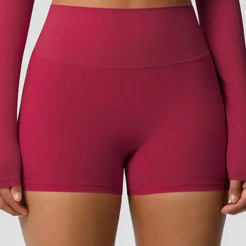 Women's Solid Color High Waist Sports Shorts, High Stretch Breathable Tummy Control Butt Lifting Yoga Shorts, Stretchy Sports Shorts