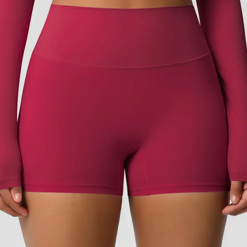Women's Solid Color High Waist Sports Shorts, High Stretch Breathable Tummy Control Butt Lifting Yoga Shorts, Stretchy Sports Shorts