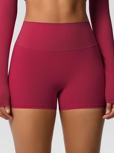 women's solid color high waist sports shorts, high stretch comfortable breathable tummy control butt lifting yoga shorts, ladies sportswear for indoor outdoor wear, yoga biker shorts, athletic wear shorts
