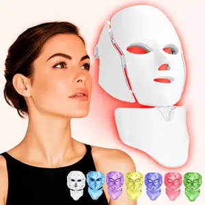 LED face and neck mask, wireless remote control, seven-color light therapy, lightweight and comfortable fit, perfect as a gift for friends during the holidays
