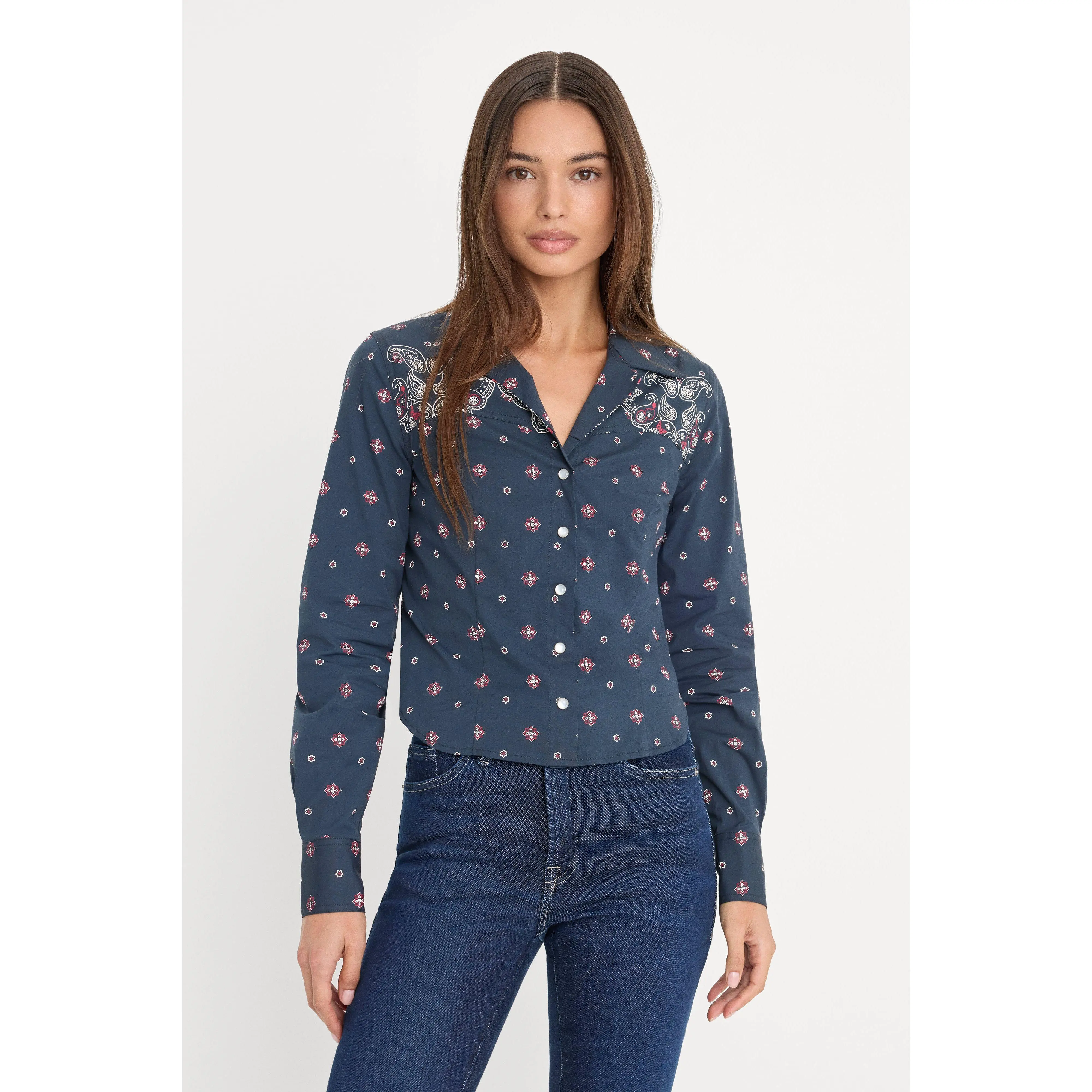 DOLLY TAILORED POPLIN SHIRT | NEW NAVY BANDANA PRINT