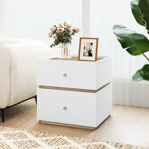 COSTWAY - 2-Drawer Modern Nightstand with Storage for Living Room Bedroom