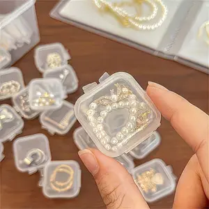 20pcs Mini clear plastic jewelry storage box with lid, suitable for earrings, pills, beads, cosmetics and handicraft materials | Stackable storage box, compact design, lightweight container, small storage box, craft enthusiasts, Organiser