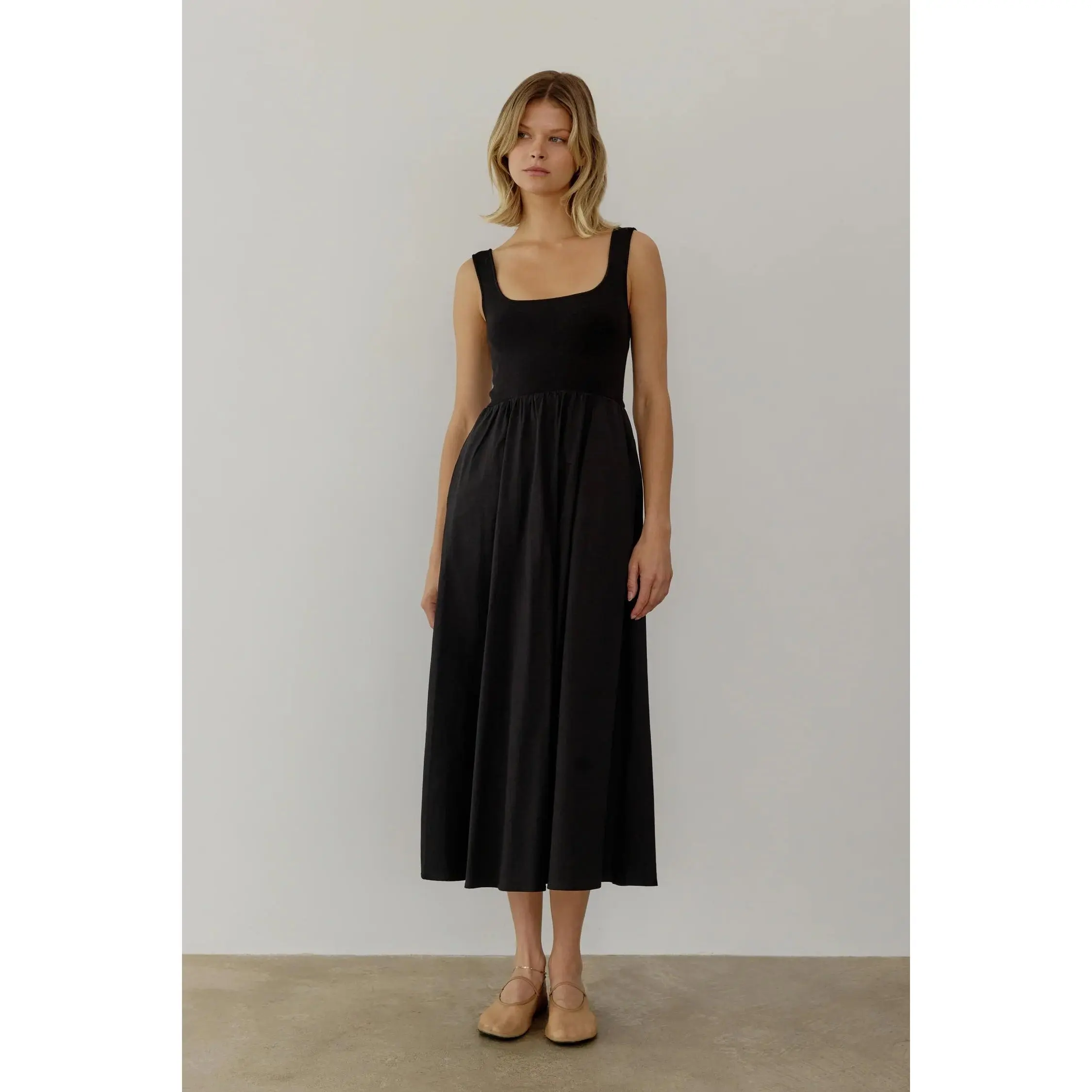 Delfi Square-Neck Maxi Dress - Black
