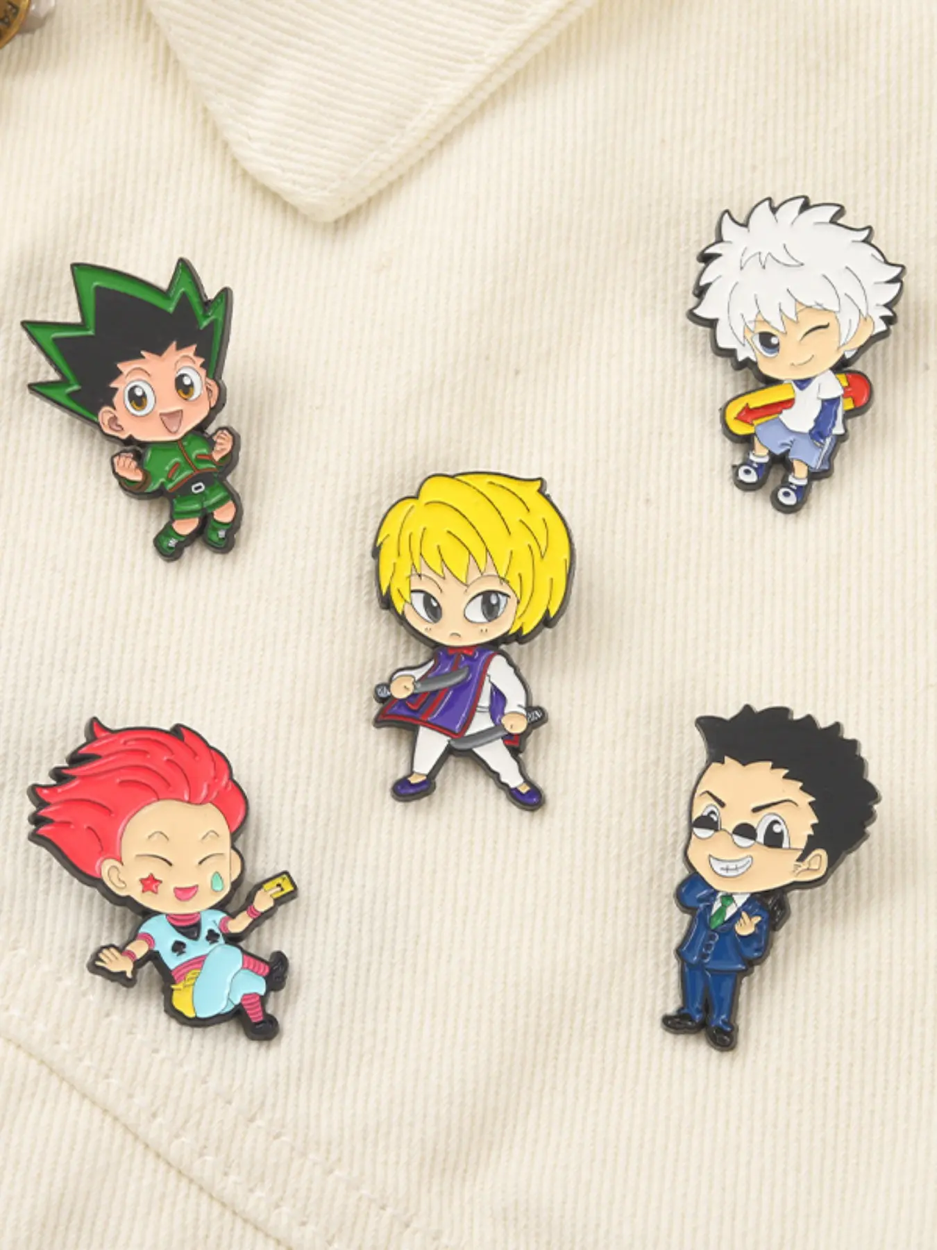 5-Piece Brooch Set Japanese Anime HUNTER×HUNTER Character Enamel Pins, Durable Metal Pins, Alloy Brooch Pin, Fashion Accessory for Backpack Clothes Accessories Lapel Pins Badge Jewelry Gift for Fans Friends Brooch Pin Clip