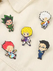5-Piece Japanese Anime HUNTER×HUNTER Character Brooch Enamel Pins, Durable Metal Pins, for Backpack Clothes Accessories Lapel Pins Badge Jewelry Gift for Fans Friends