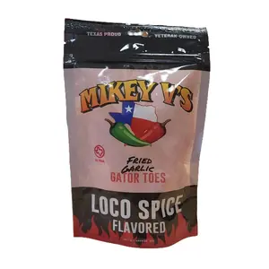 Mikey V's Loco Spice Gator Toes Fried Garlic Pickle Pouch Crunchy Spicy Snacks Texas Proud Veteran Owned