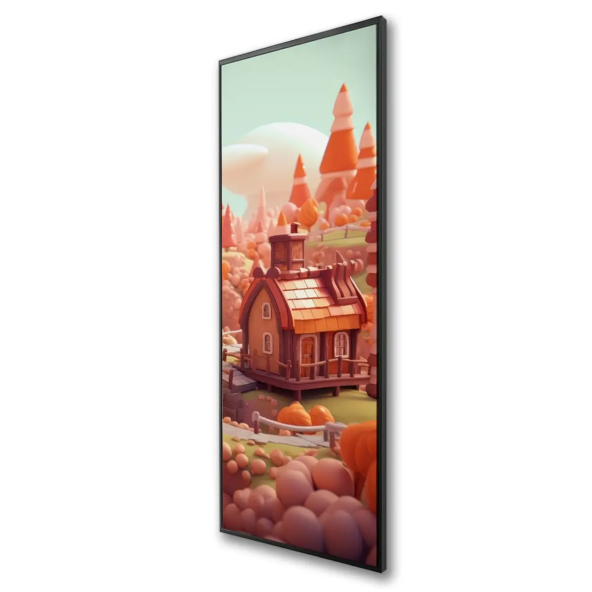 Pictorem C1FC1648AR774M 16 x 48 in. Toy Town - Pink Framed Canvas Wall Art for Home Decor - Stylish Art